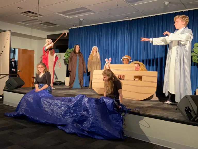 Students performing a Bible skit